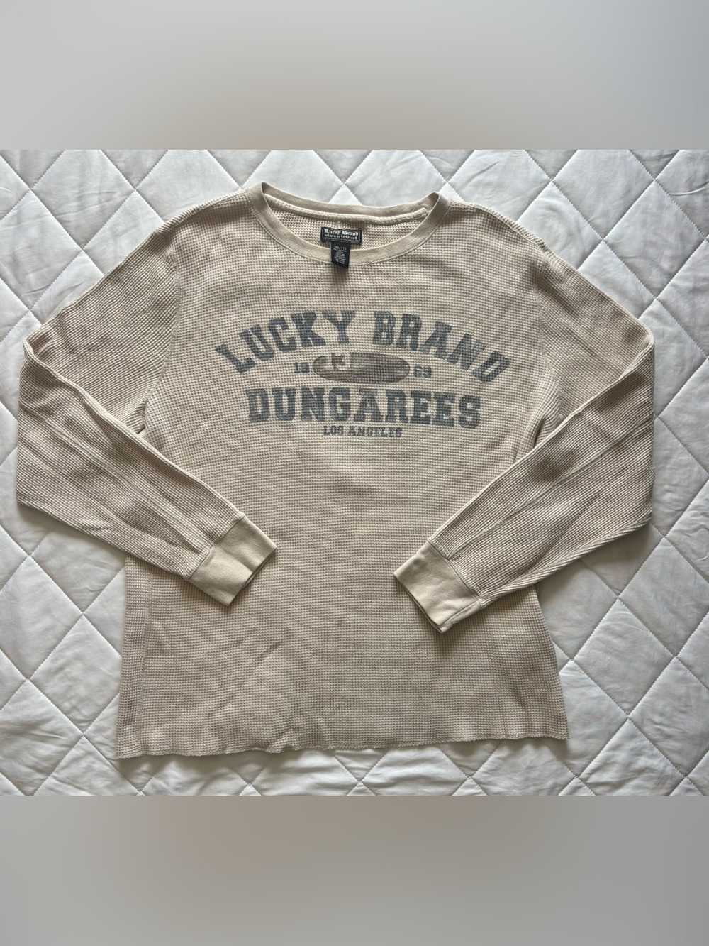 Lucky Brand Vintage Inspired Dungarees Waffle Thermal Long Sleeve